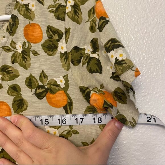 Dip Organic Cotton Green Orange Blossom Dress Cottagecore Boho button front XS - Picture 2 of 8